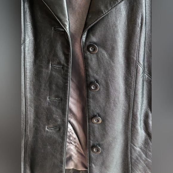 Wilsons Black Genuine Leather Blazer Jacket Size Medium - Picture 4 of 12